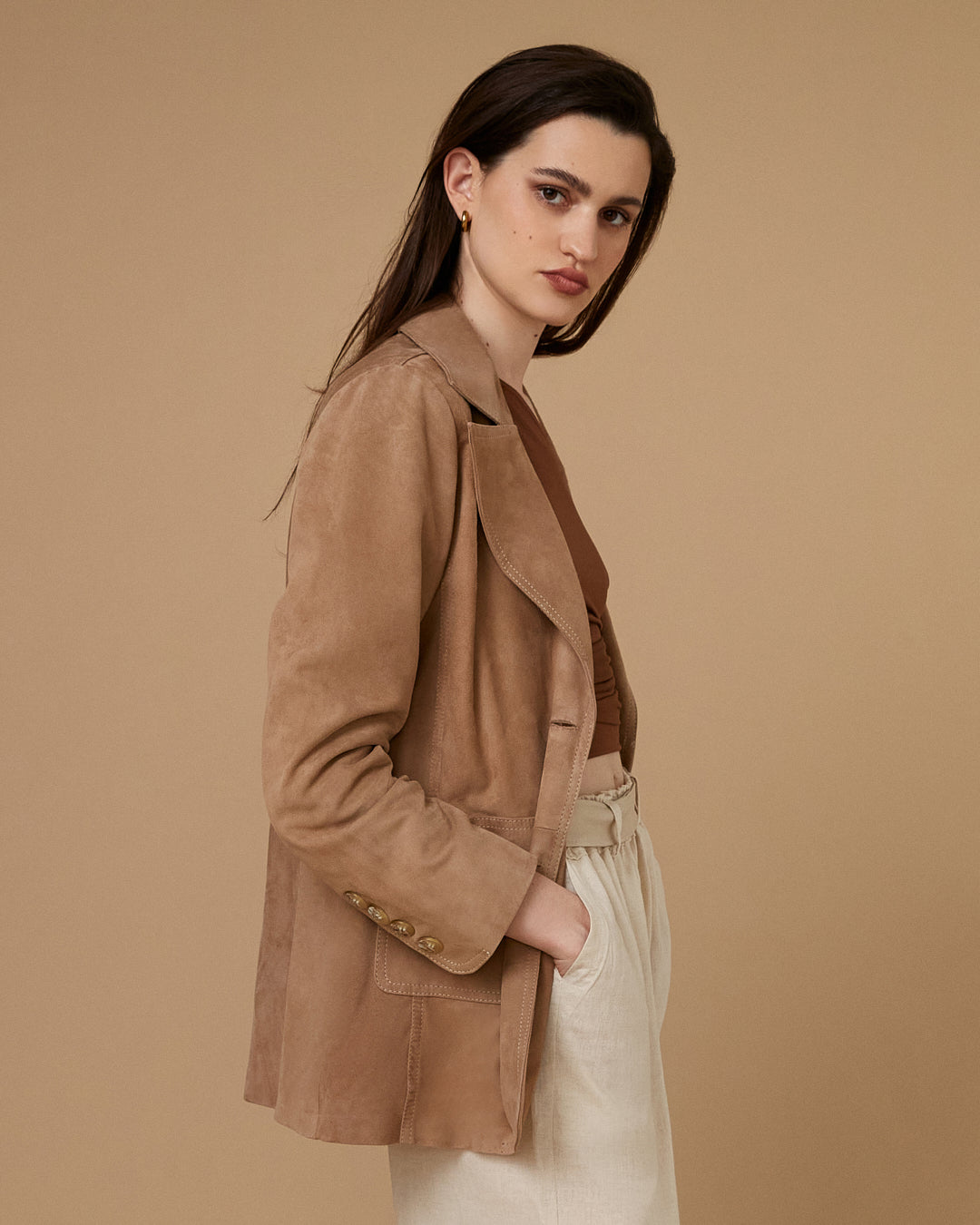 Blazer Emma Gamuza Beige