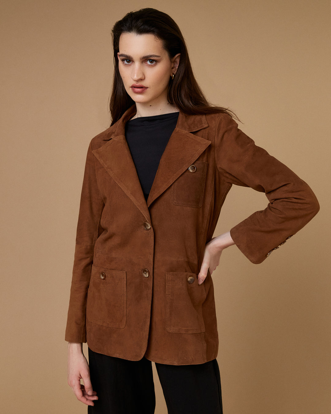 Blazer Emma Gamuza Cognac