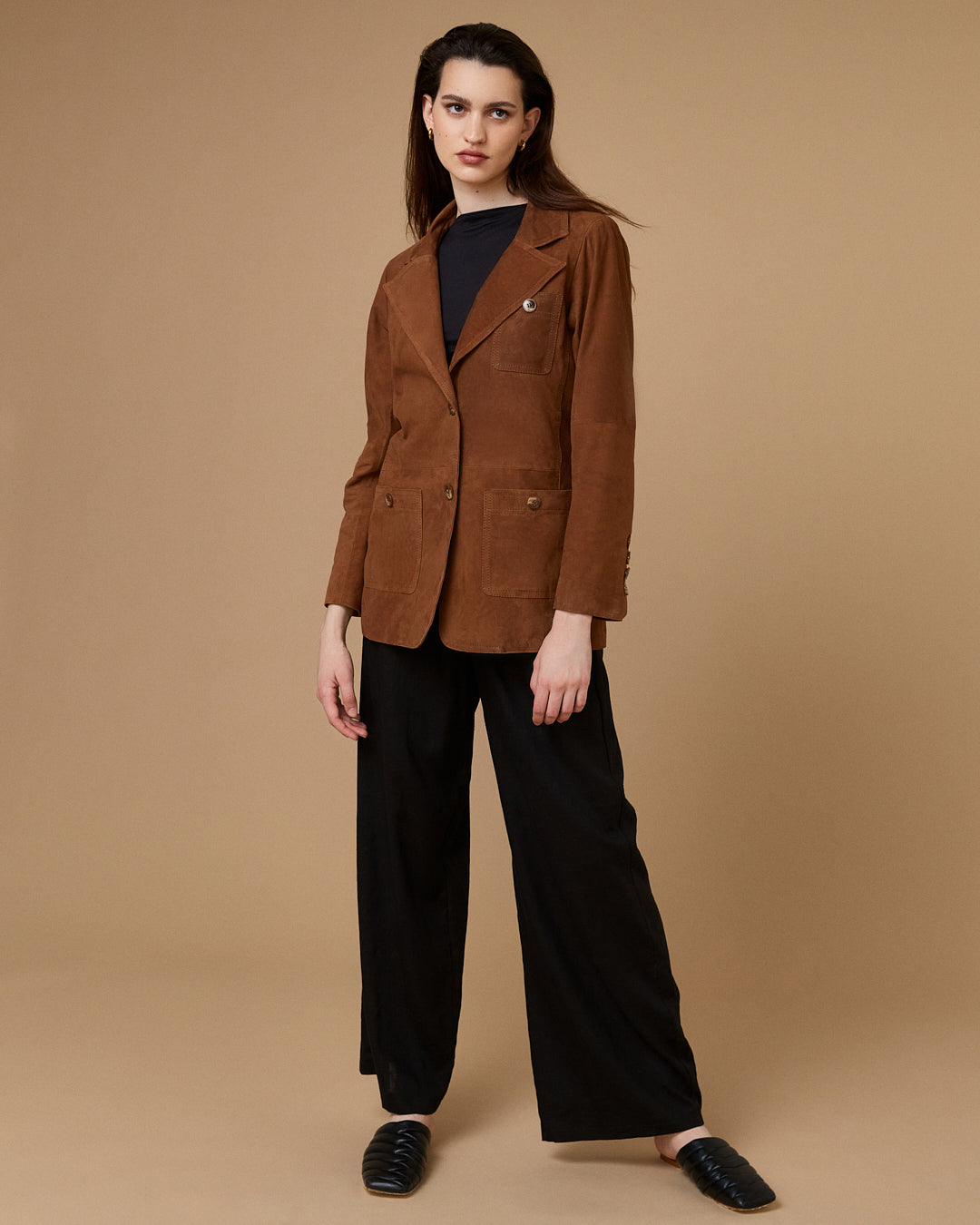 Blazer Emma Gamuza Cognac