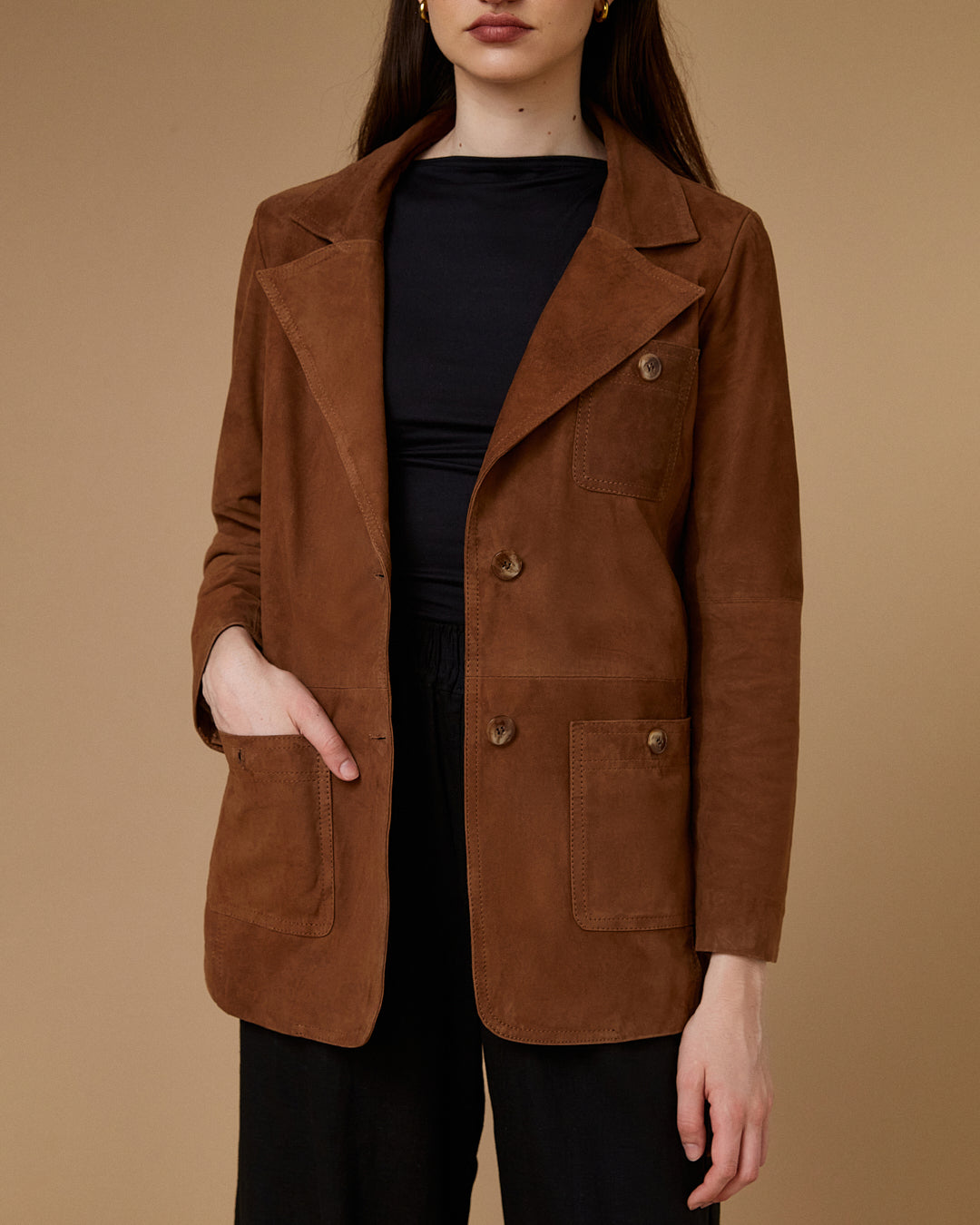 Blazer Emma Gamuza Cognac