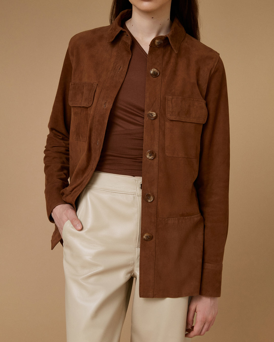 Camisaco Bruna Gamuza Cognac