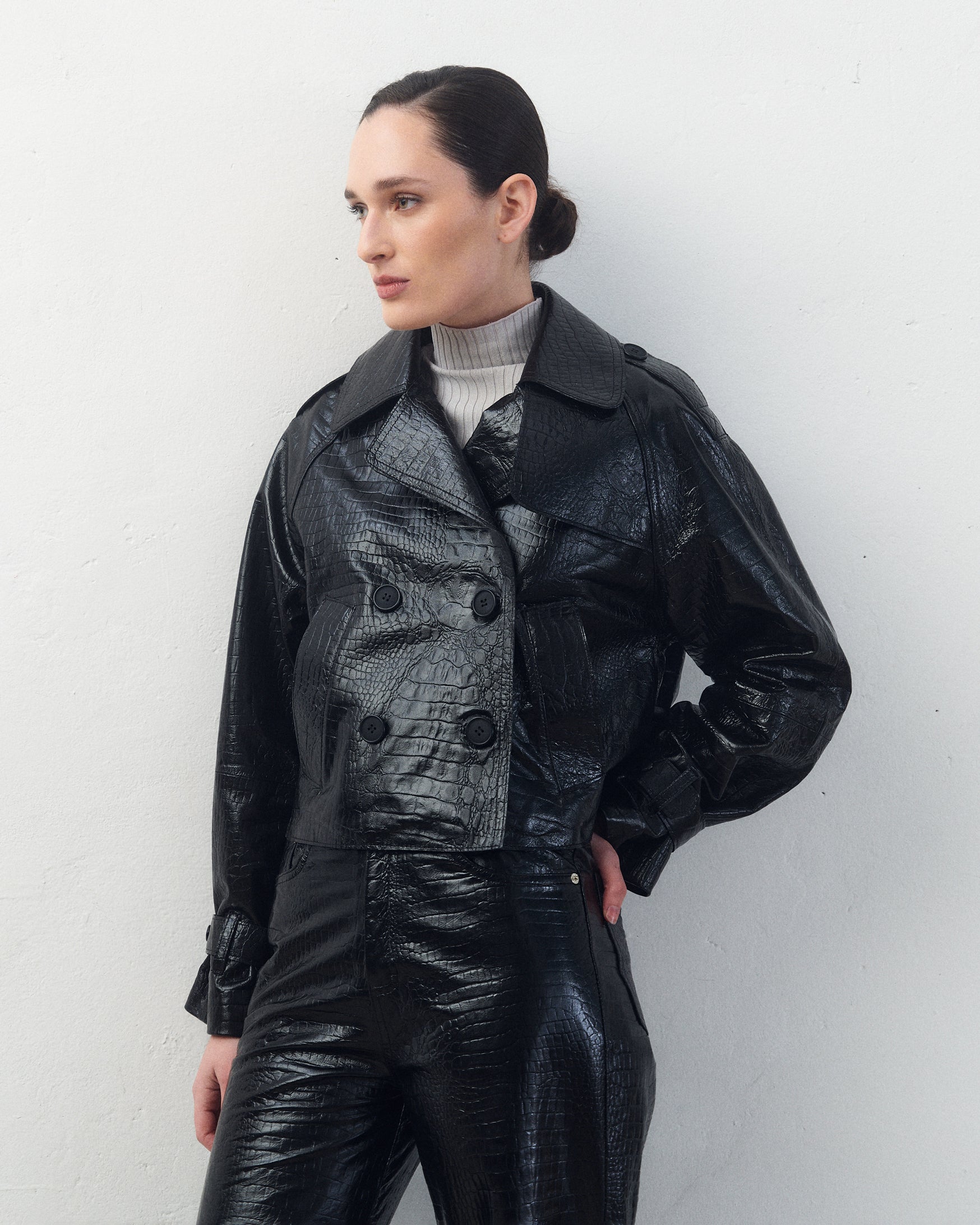 Campera Tiana Croco Negro