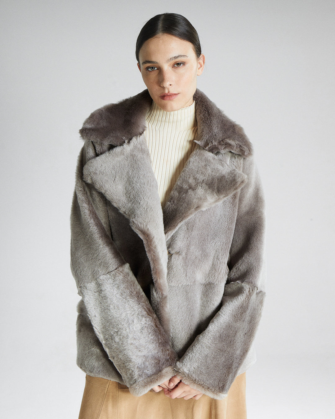 Campera Milly Reversible Pardo/Gris