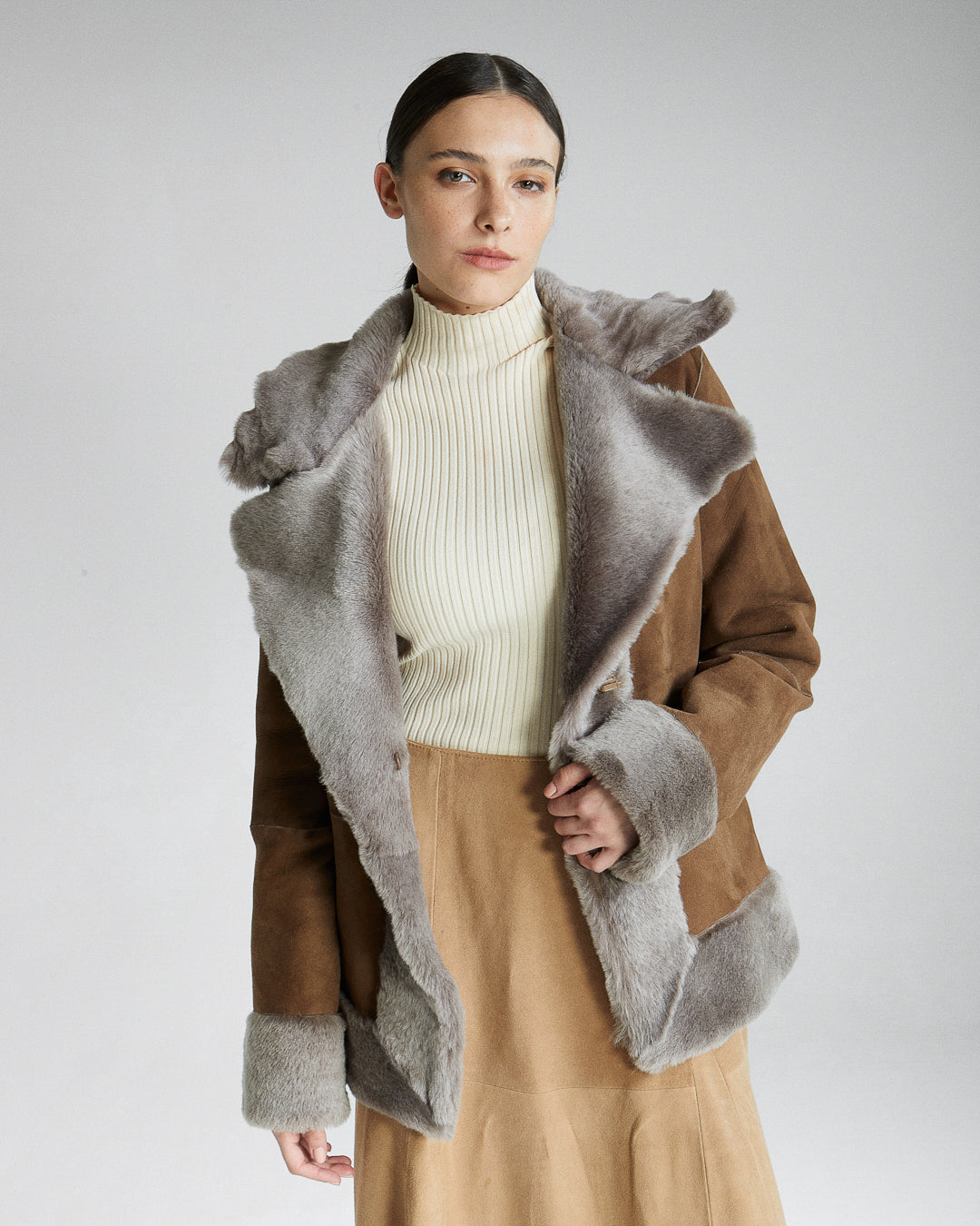 Campera Milly Reversible Pardo/Gris