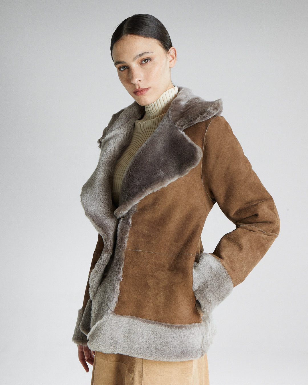Campera Milly Reversible Pardo/Gris