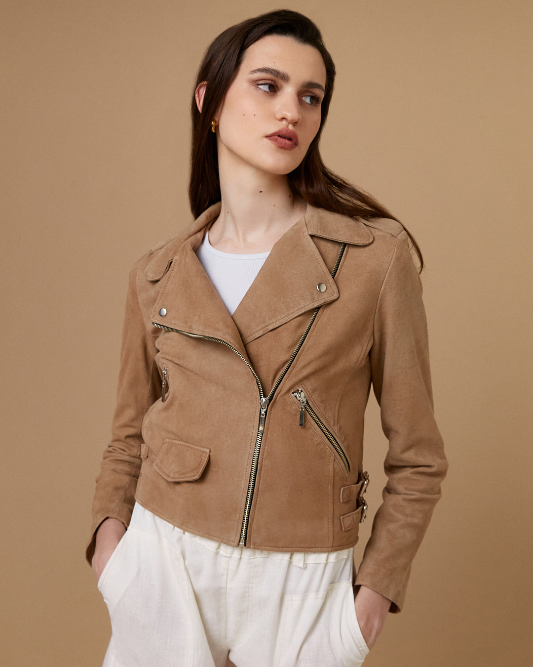 Campera Natalie Gamuza Beige (SALE)
