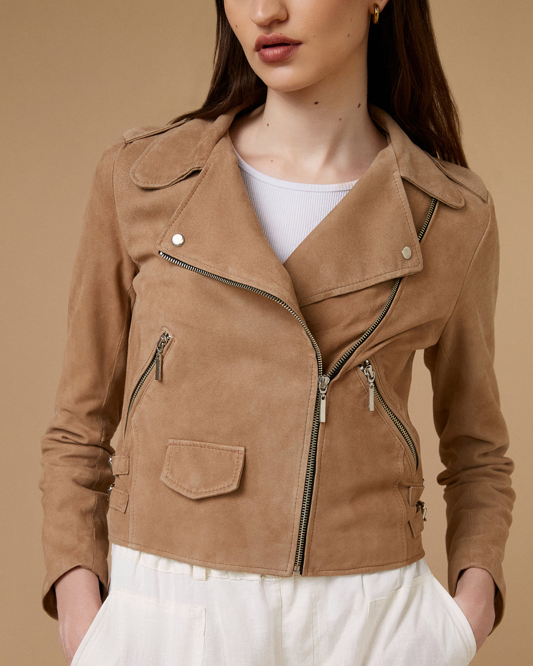Campera Natalie Gamuza Beige (SALE)