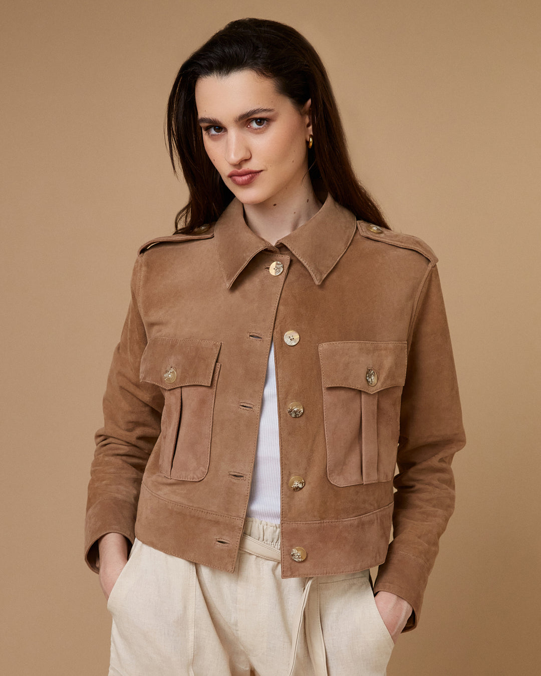 Campera Peyton Gamuza Beige (SALE)