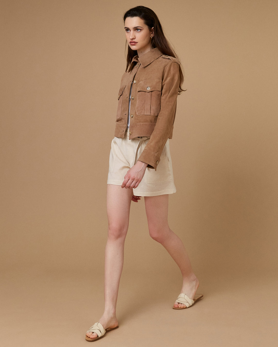 Campera Peyton Gamuza Beige