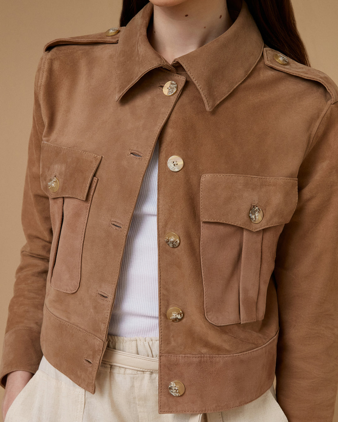 Campera Peyton Gamuza Beige