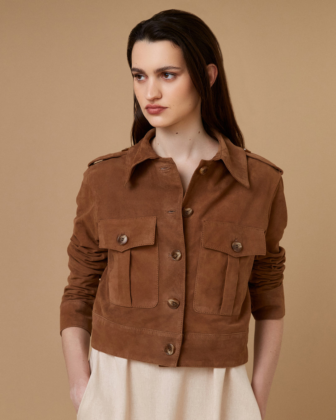 Campera Peyton Gamuza Cognac