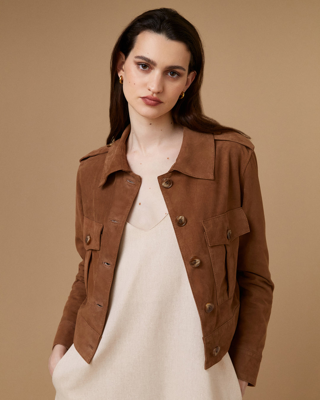 Campera Peyton Gamuza Cognac