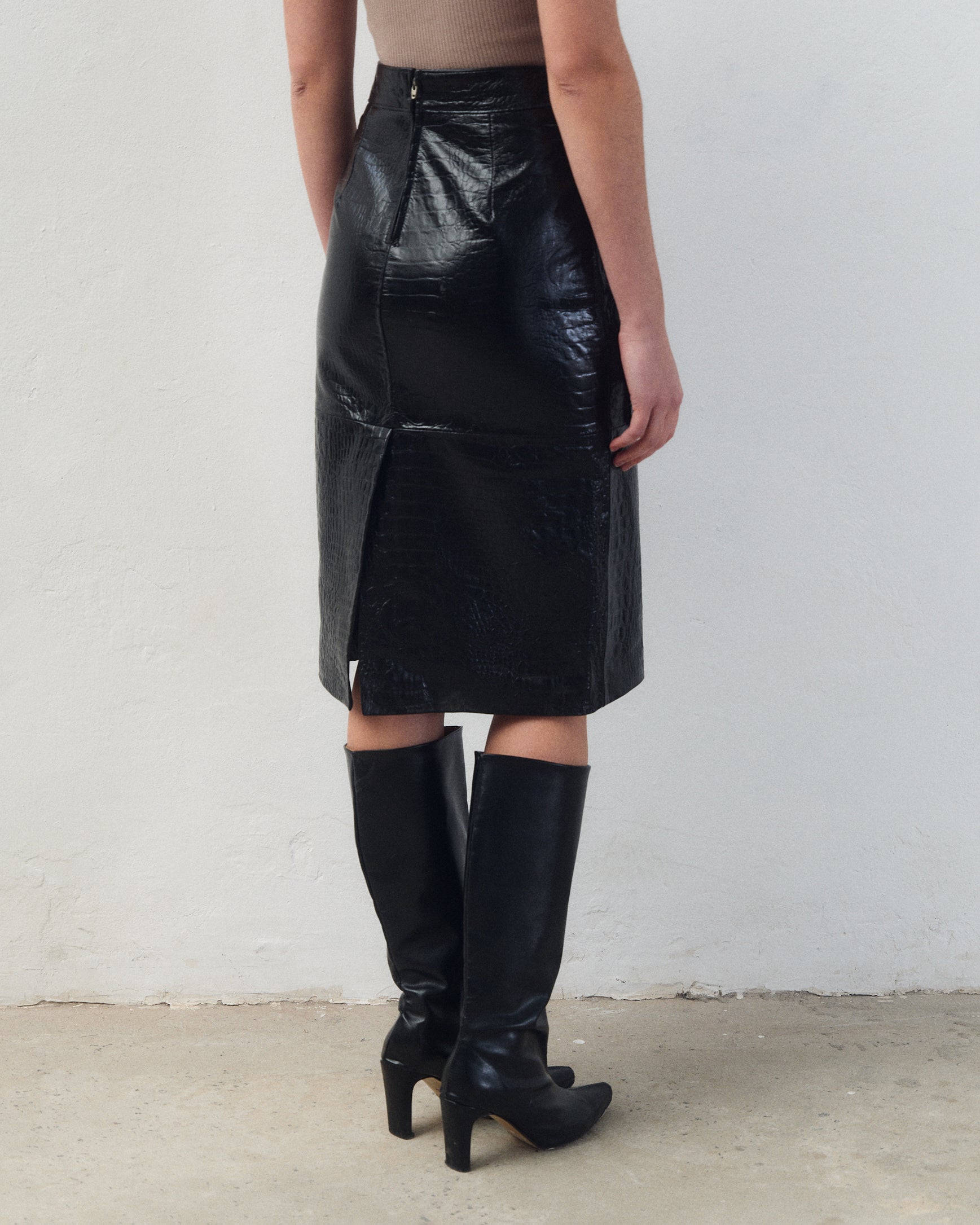 Falda Keira Croco Negra