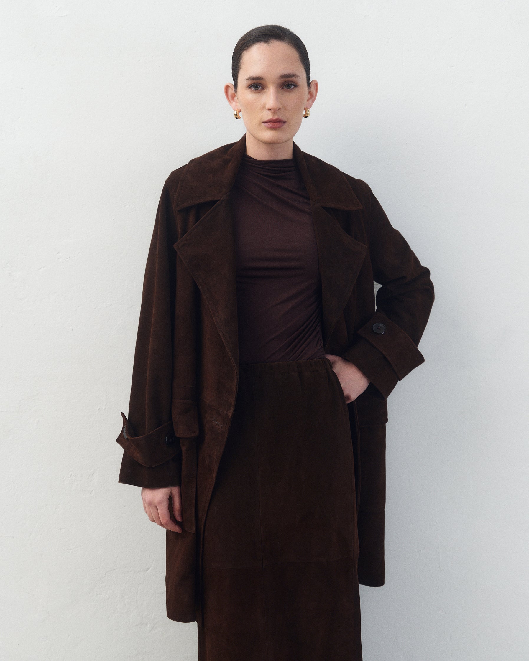Trench Myla Gamuza Marrón
