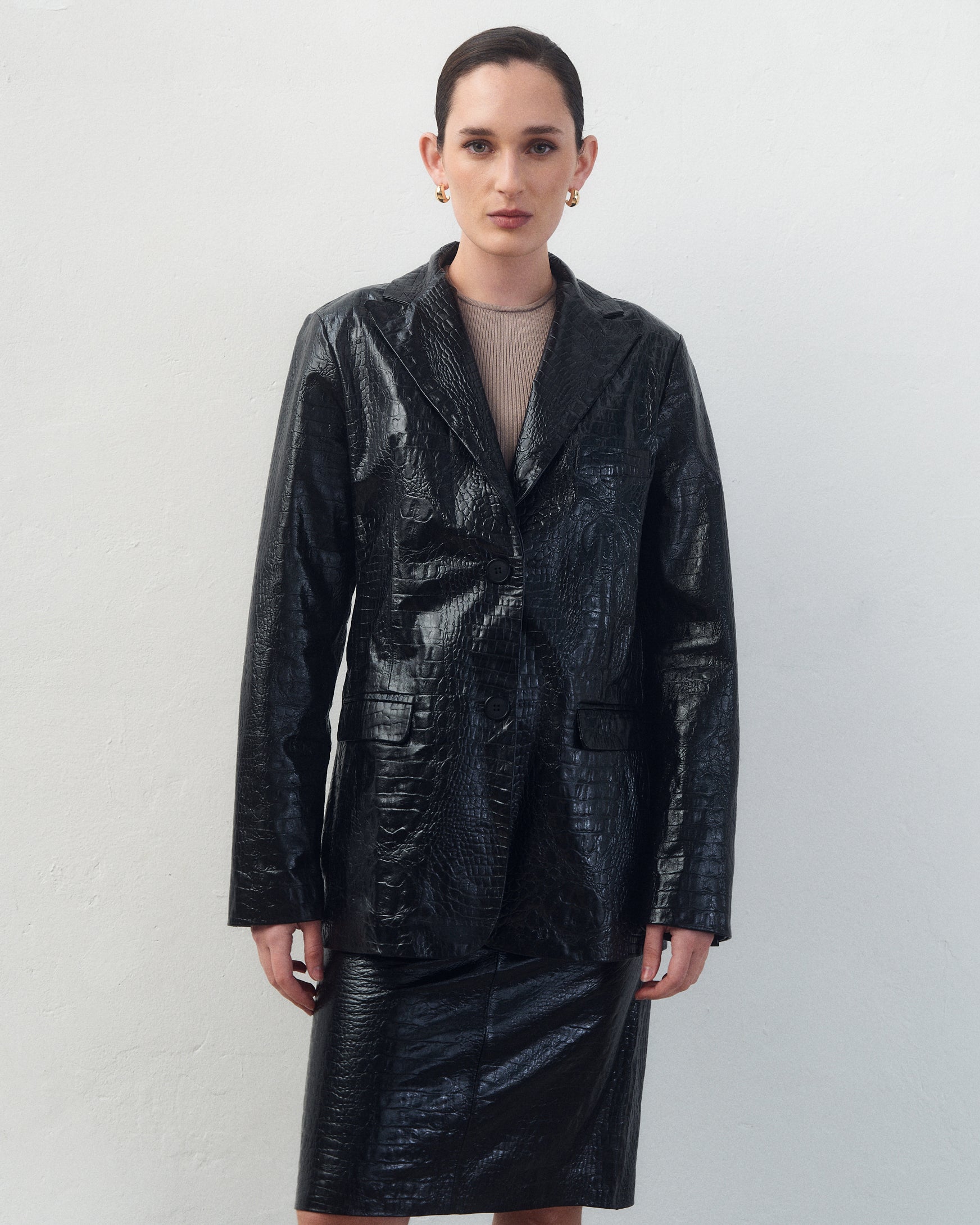 Blazer Juana Croco Negro