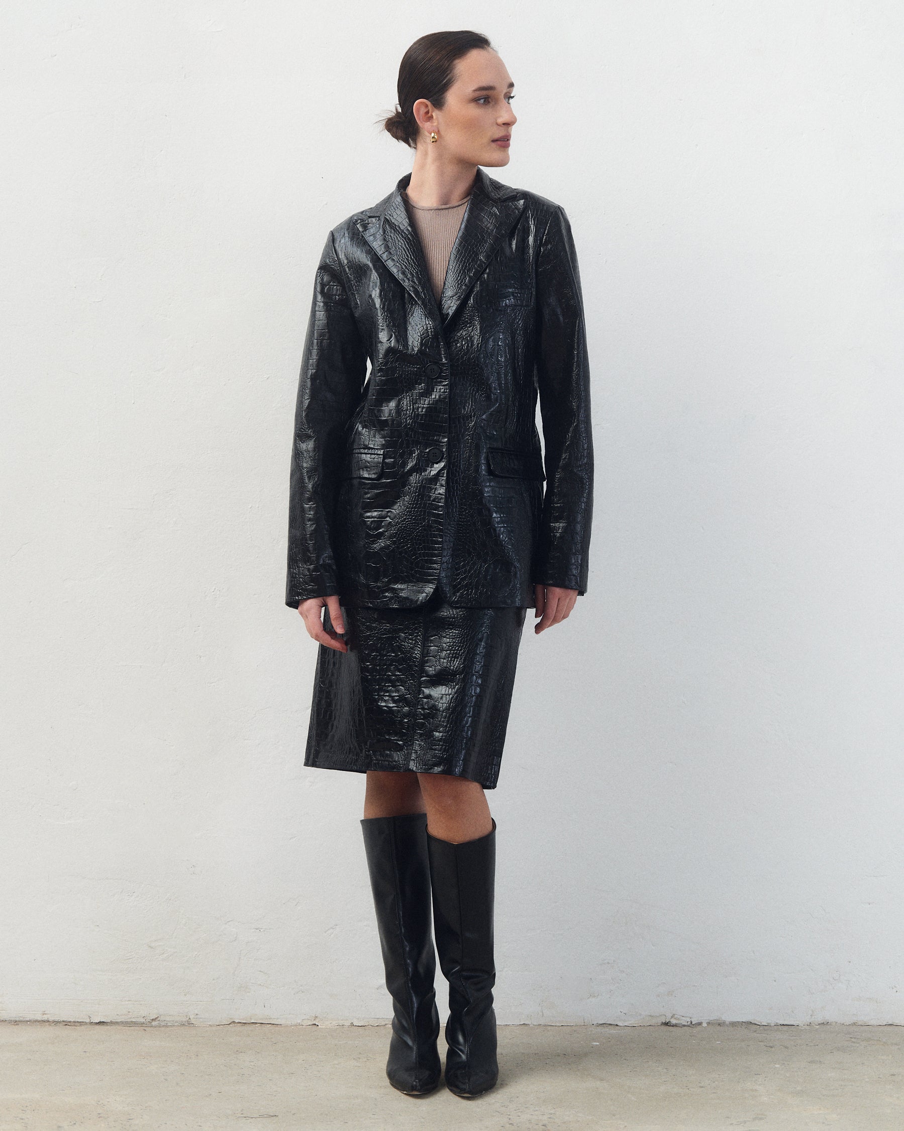 Blazer Juana Croco Negro
