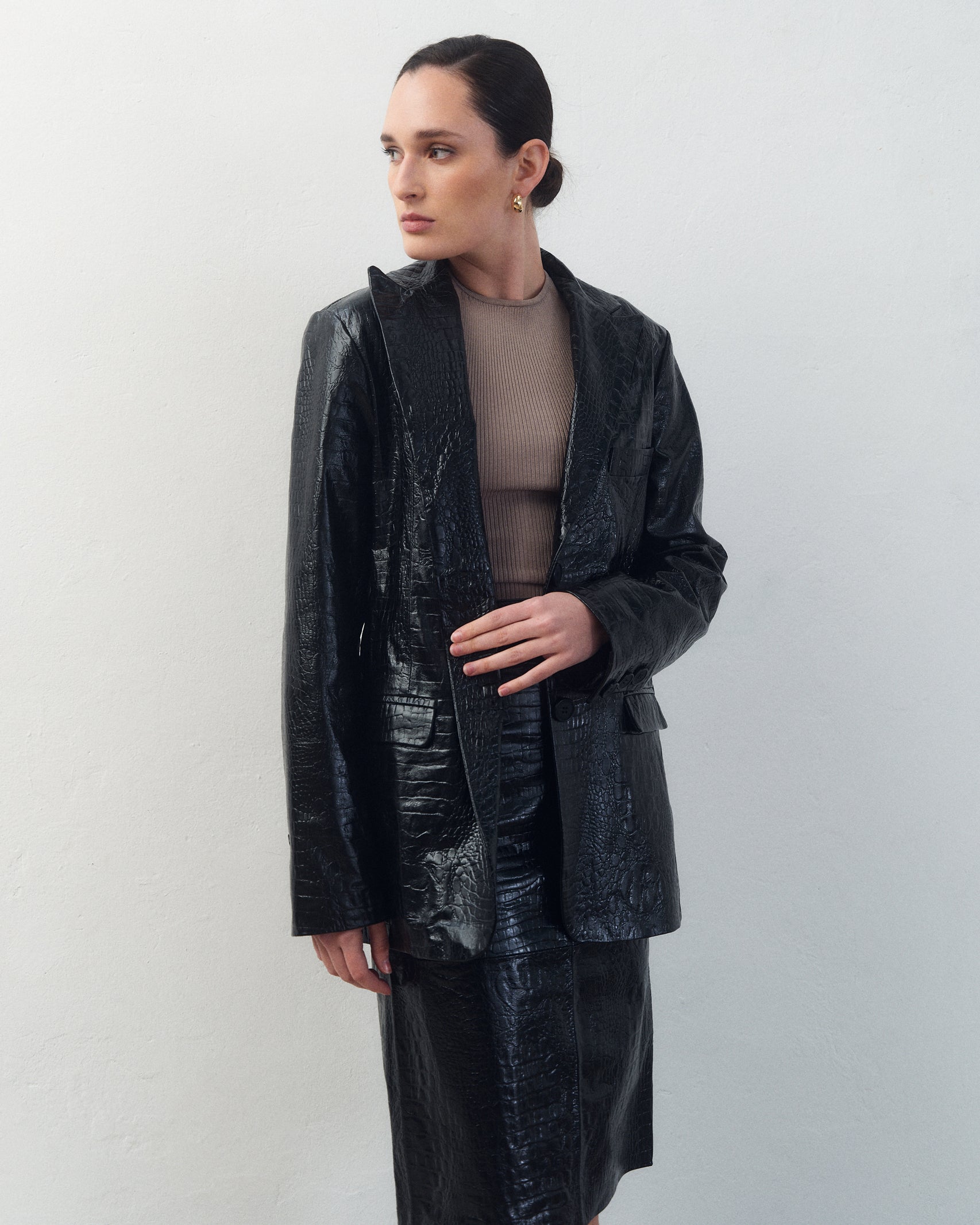 Blazer Juana Croco Negro