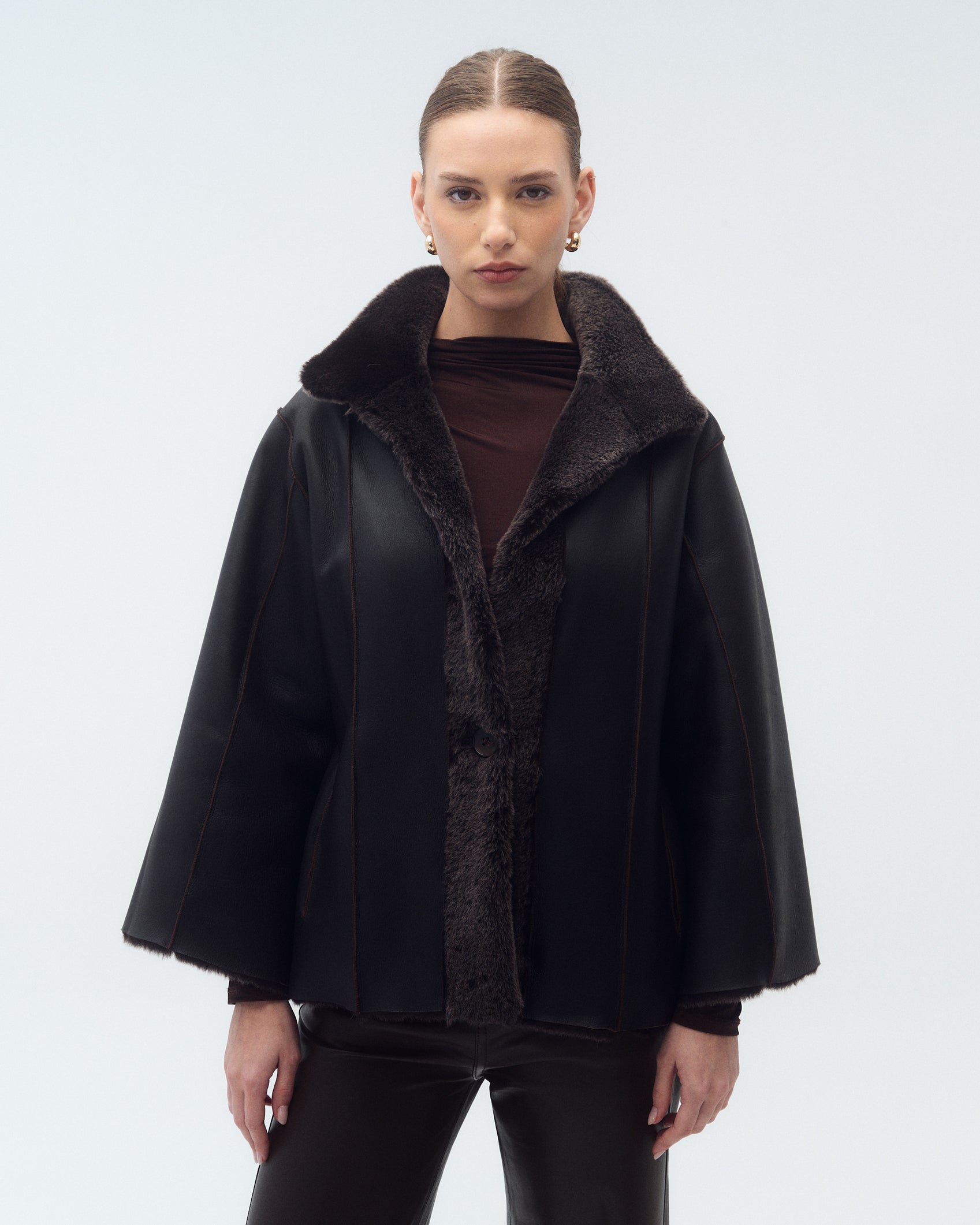 Campera Jessica Reversible Marrón/Visón