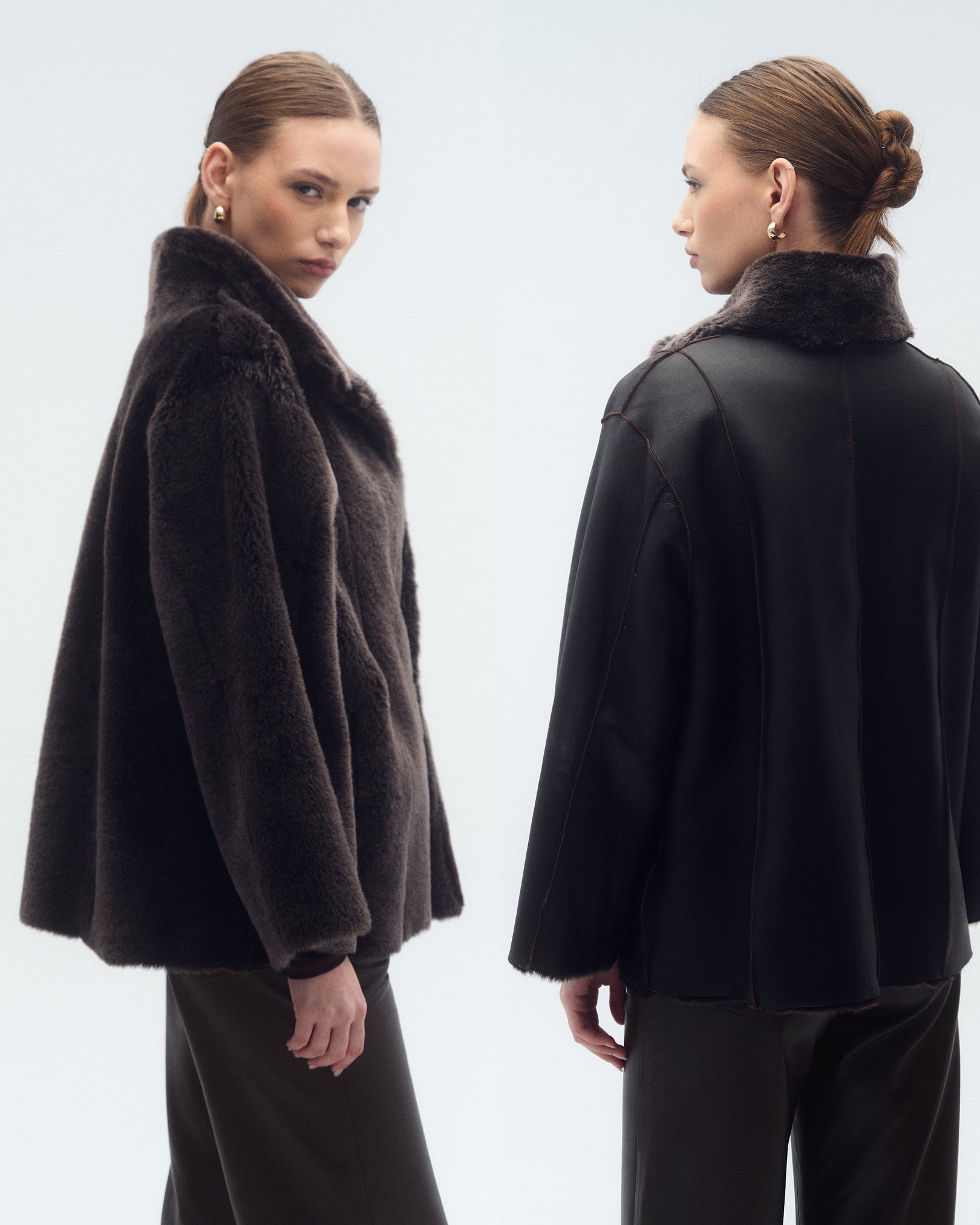Campera Jessica Reversible Marrón/Visón