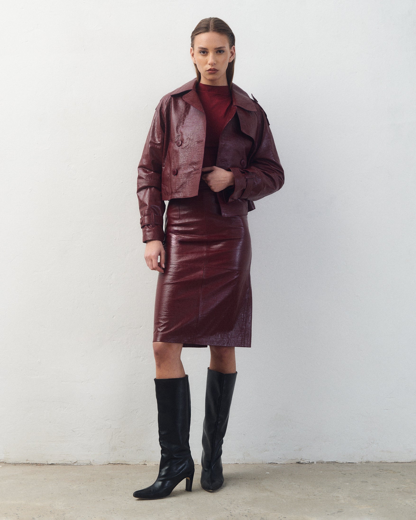Campera Tiana Croco Bordó