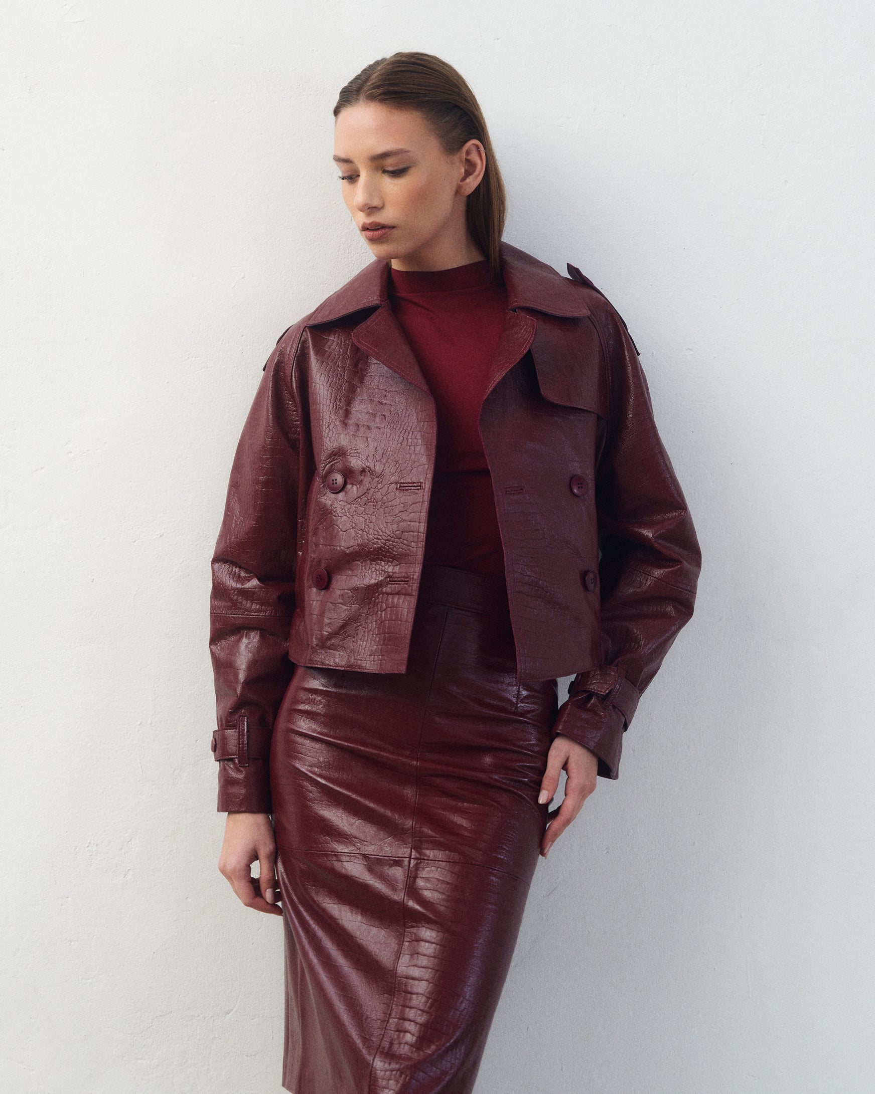 Campera Tiana Croco Bordó
