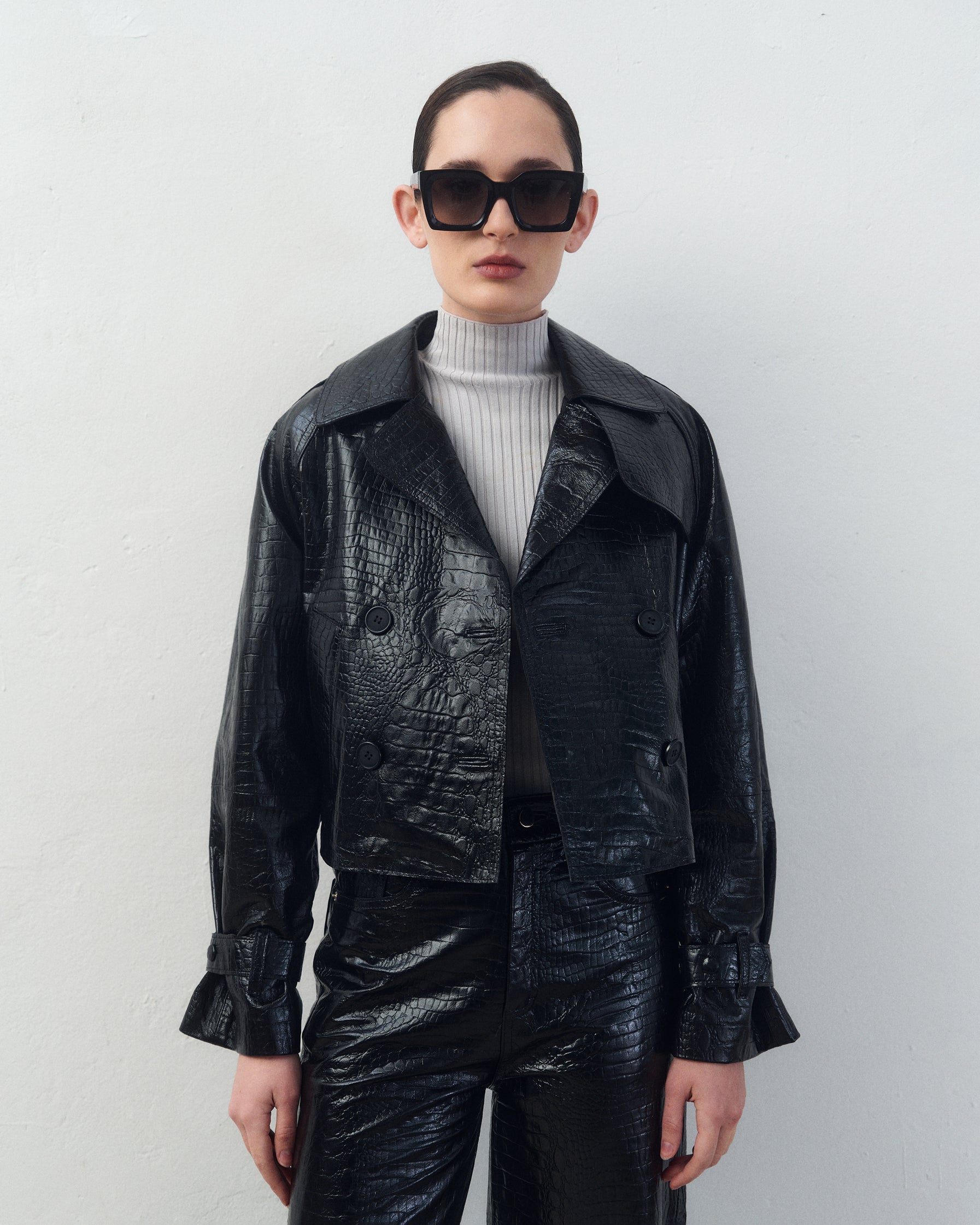 Campera Tiana Croco Negro