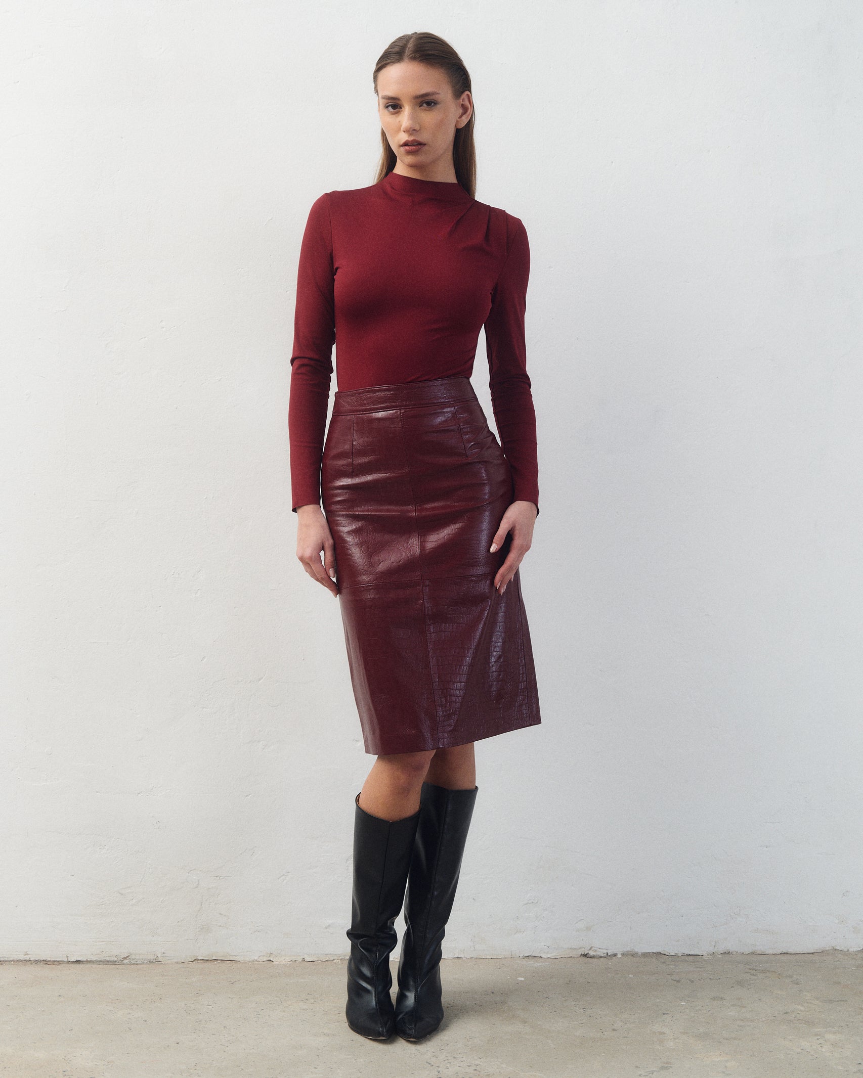 Falda Keira Croco Bordó