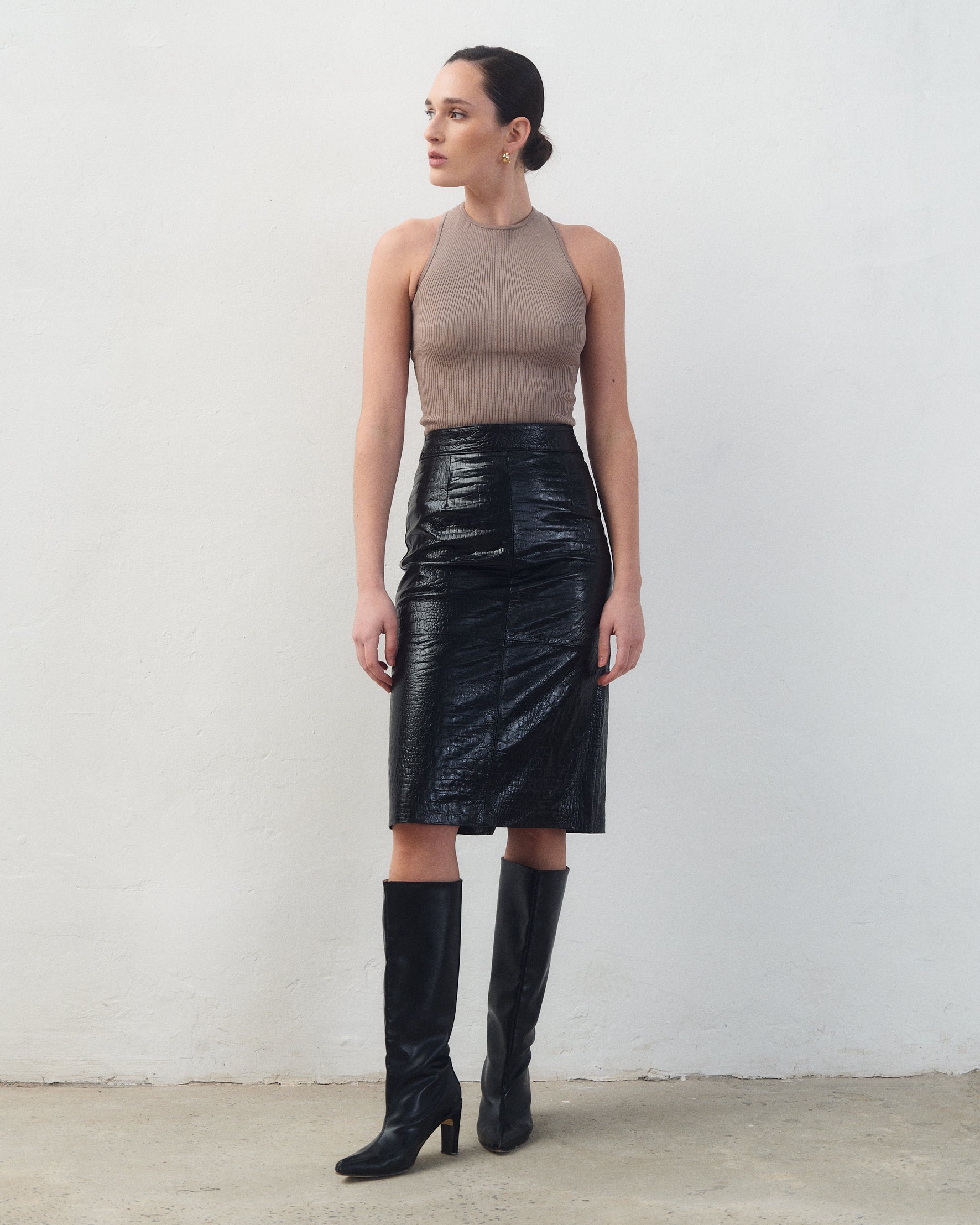 Falda Keira Croco Negra