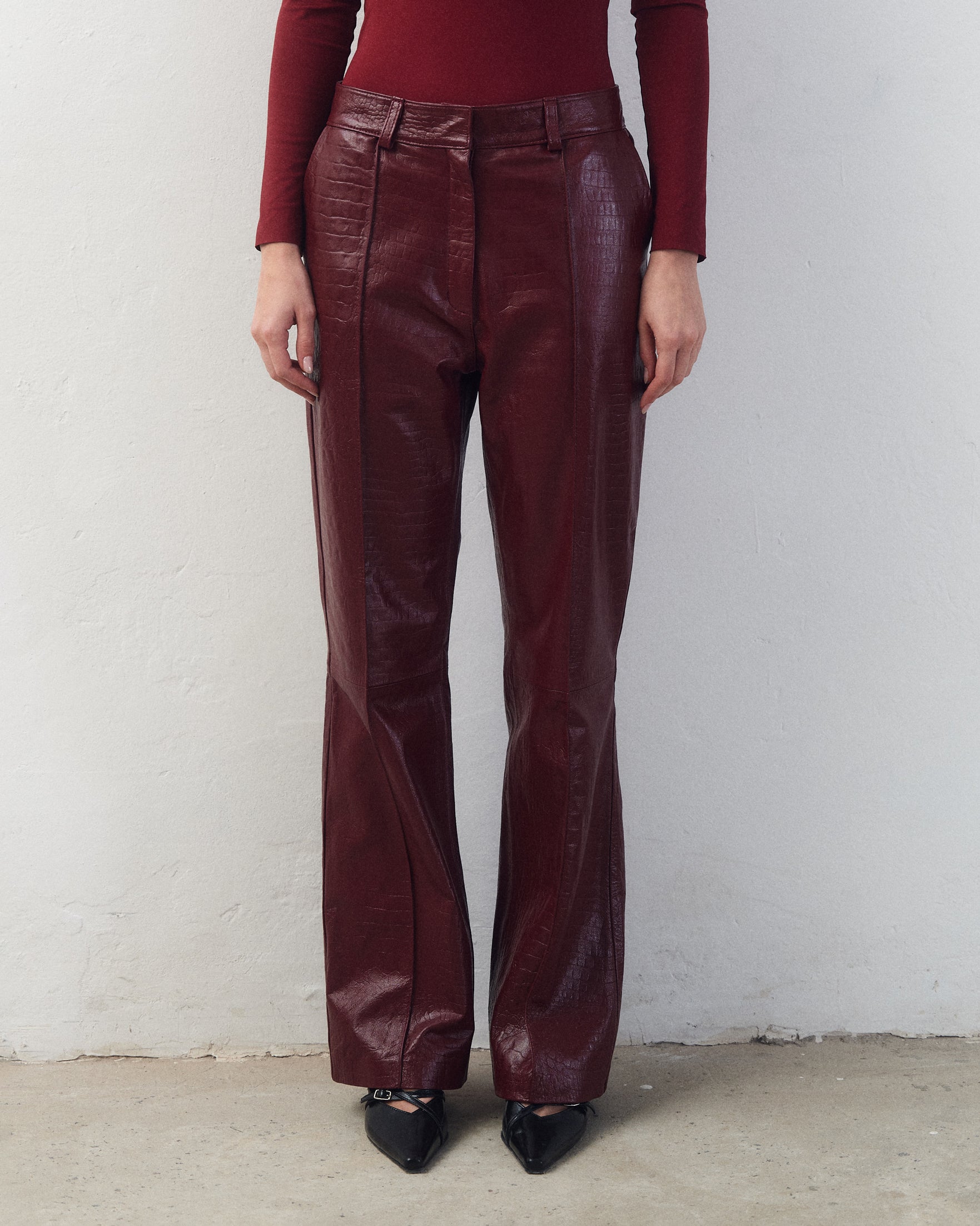 Pantalón Chiara Croco Bordó