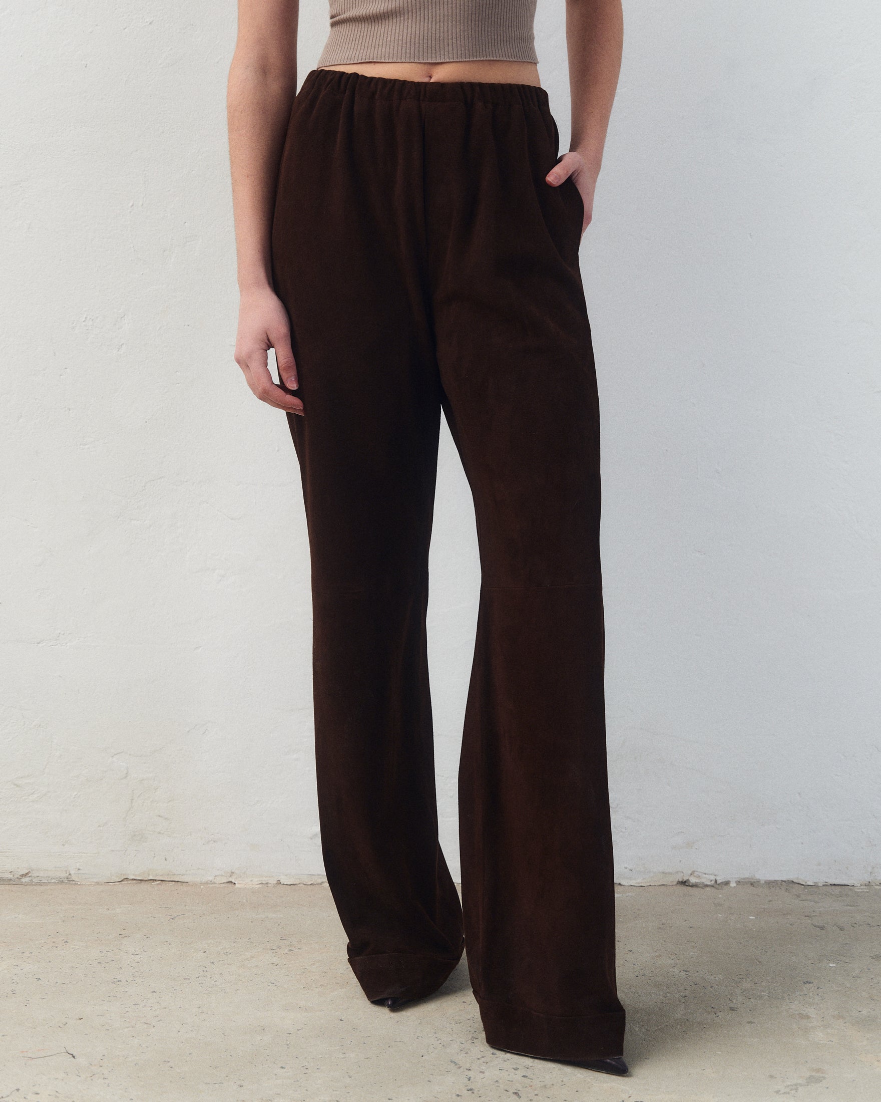 Pantalón Elisa Gamuza Marrón