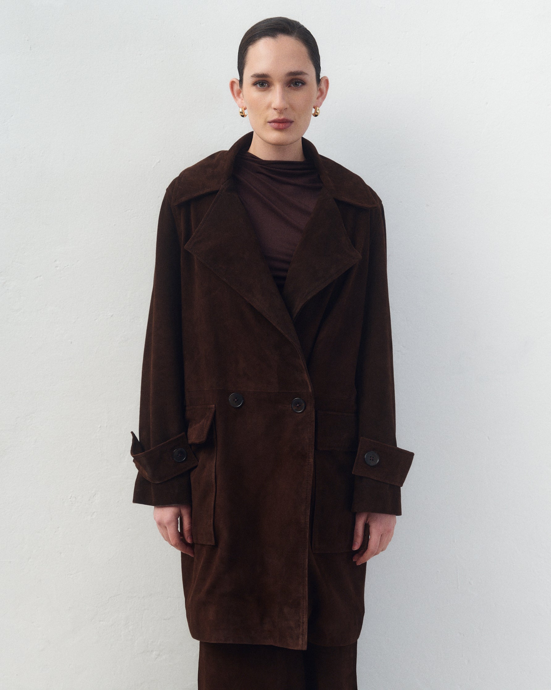 Trench Myla Gamuza Marrón