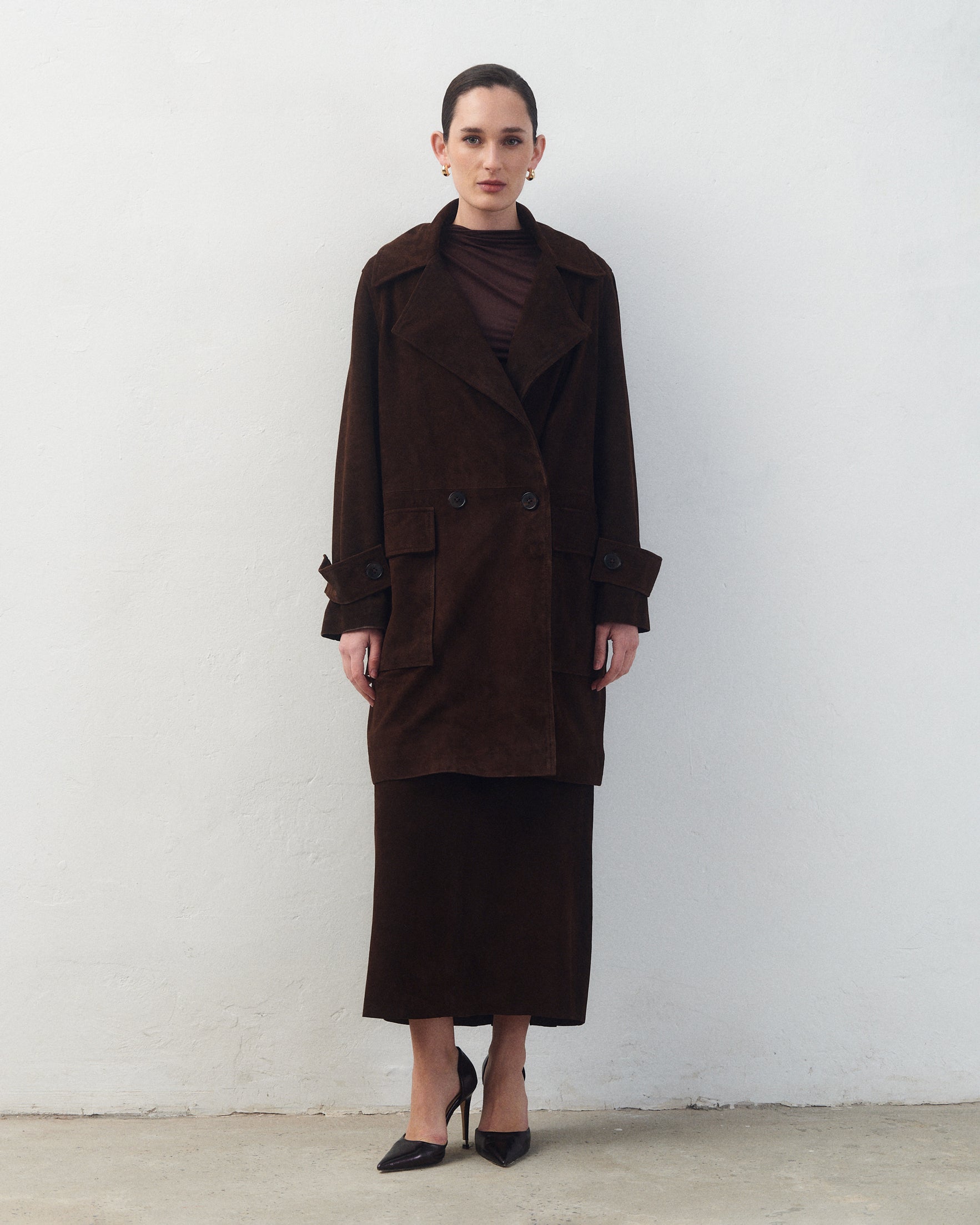Trench Myla Gamuza Marrón
